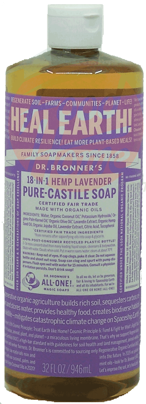 Dr. Bronner's Magic Family Soapmakers 18-in-1 hemp lavender pure-castile soap Full-Size Picture